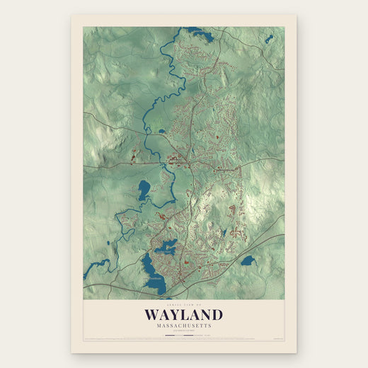 Wayland, Massachusetts map print, the full design