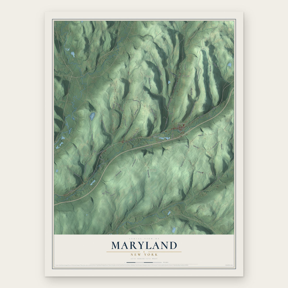 Maryland, New York map print, the full design