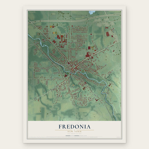 Fredonia, New York map print, the full design