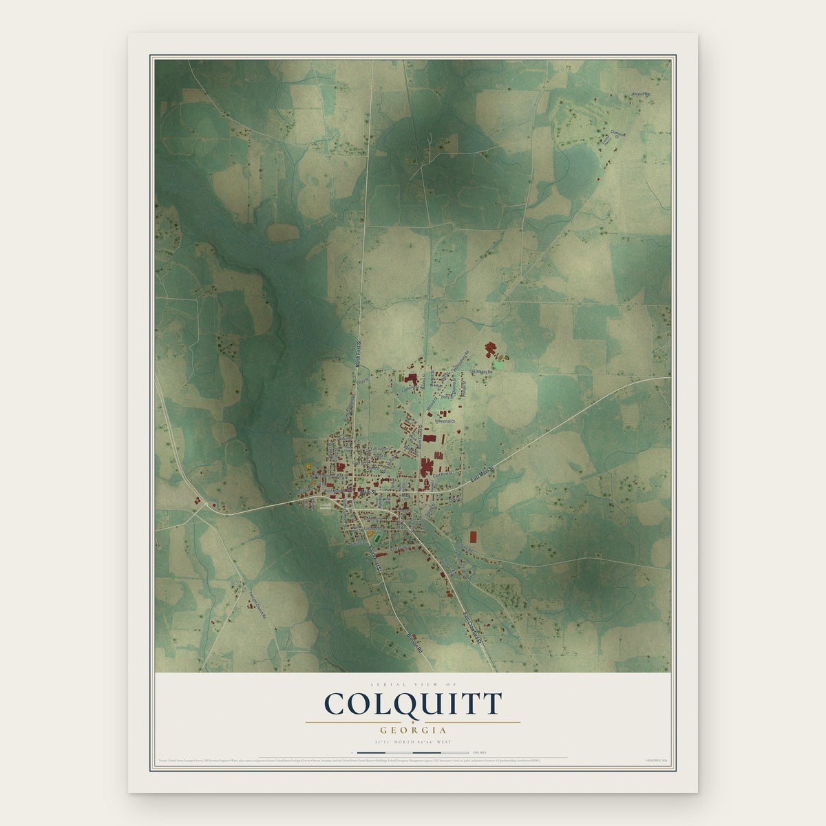 Colquitt, Georgia map print, the full design