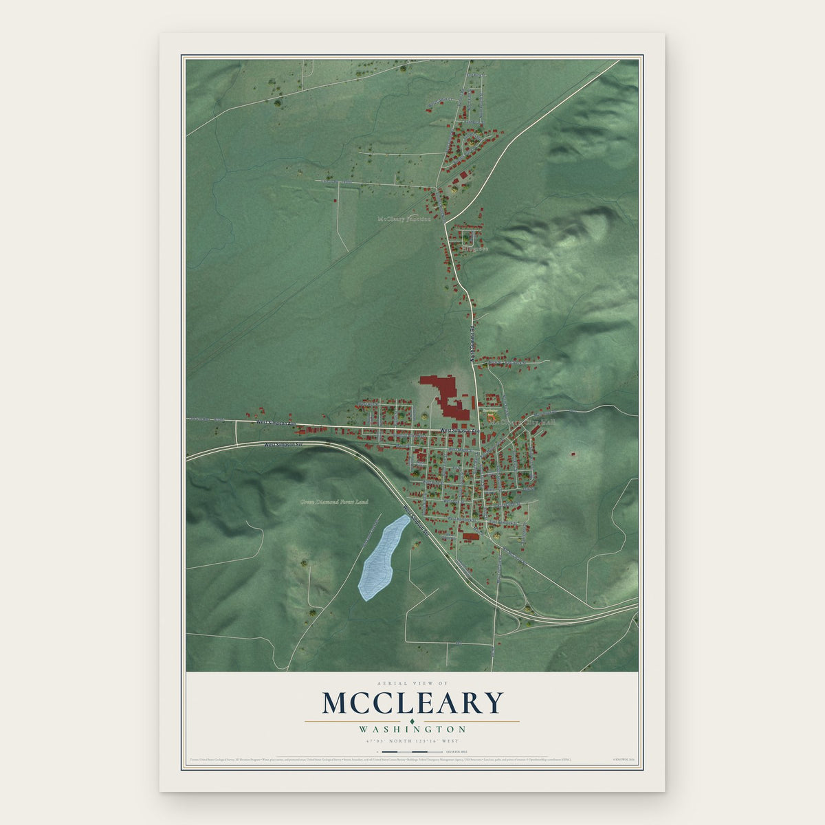 McCleary, Washington map print, the full design