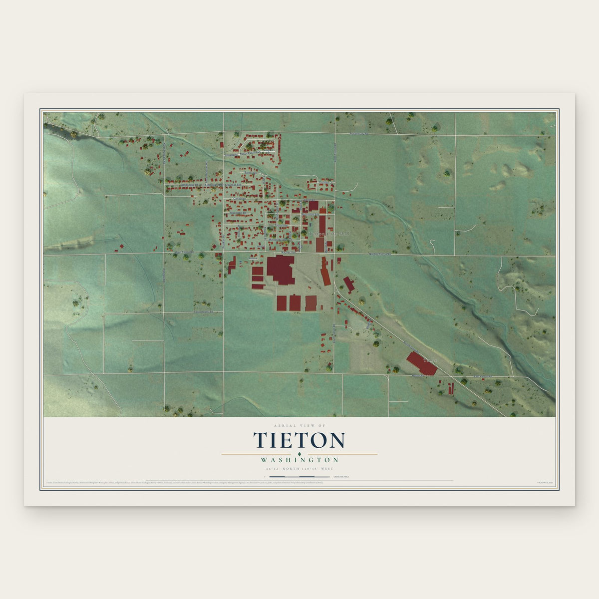 Tieton, Washington map print, the full design