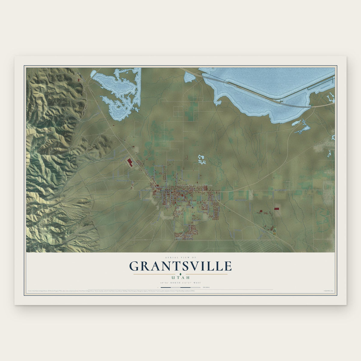 Grantsville, Utah map print, the full design