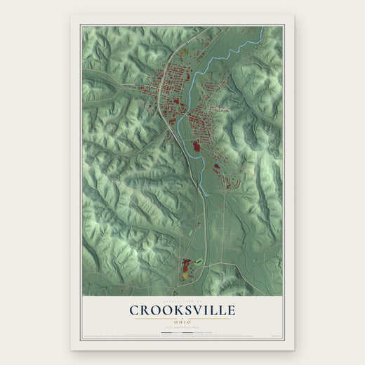 Crooksville, Ohio map print, the full design