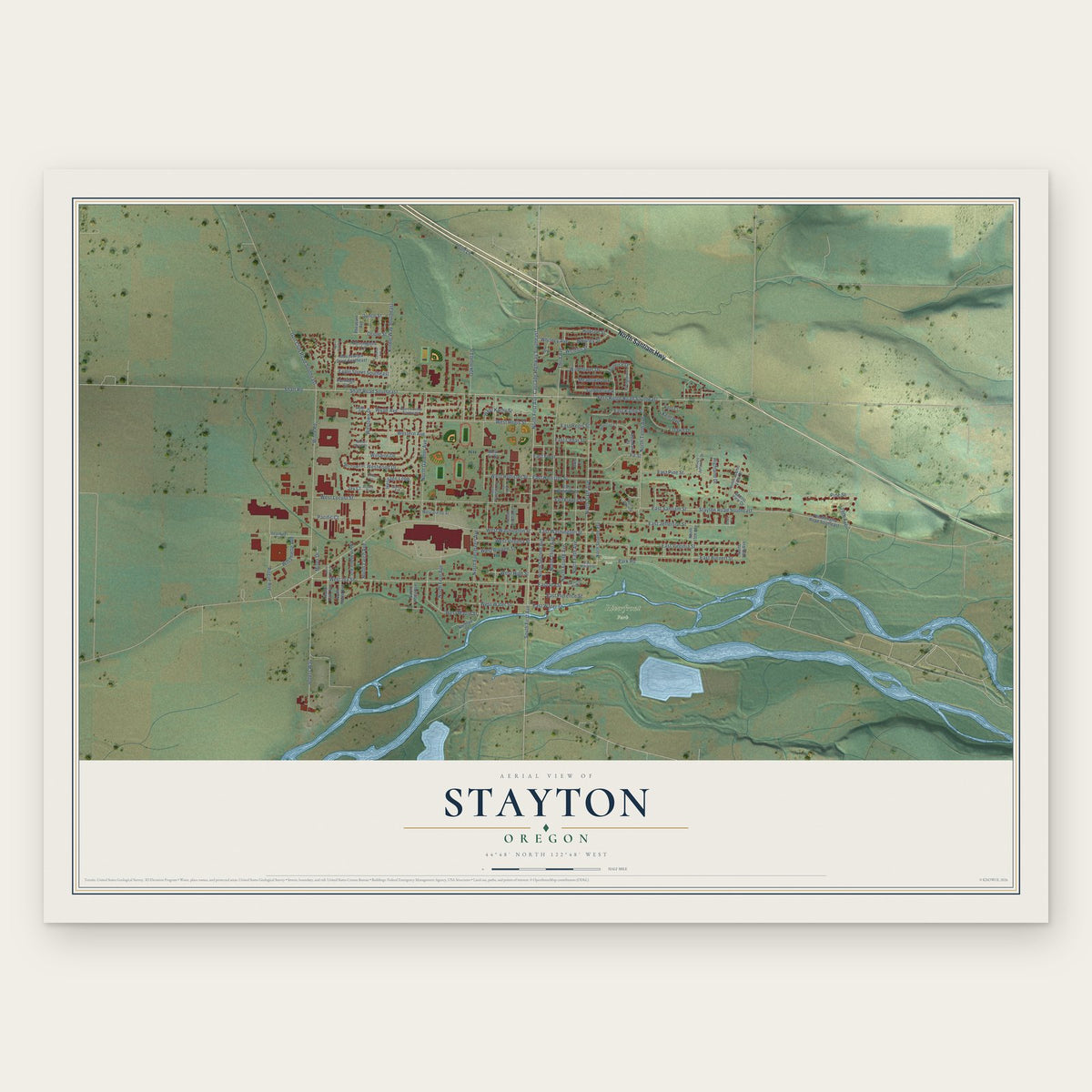 Stayton, Oregon map print, the full design