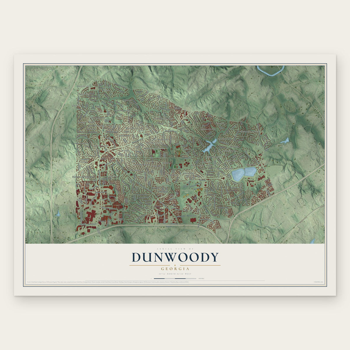 Dunwoody, Georgia map print, the full design
