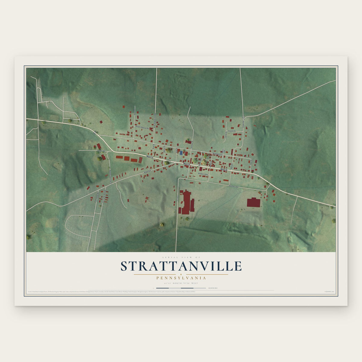 Strattanville, Pennsylvania map print, the full design