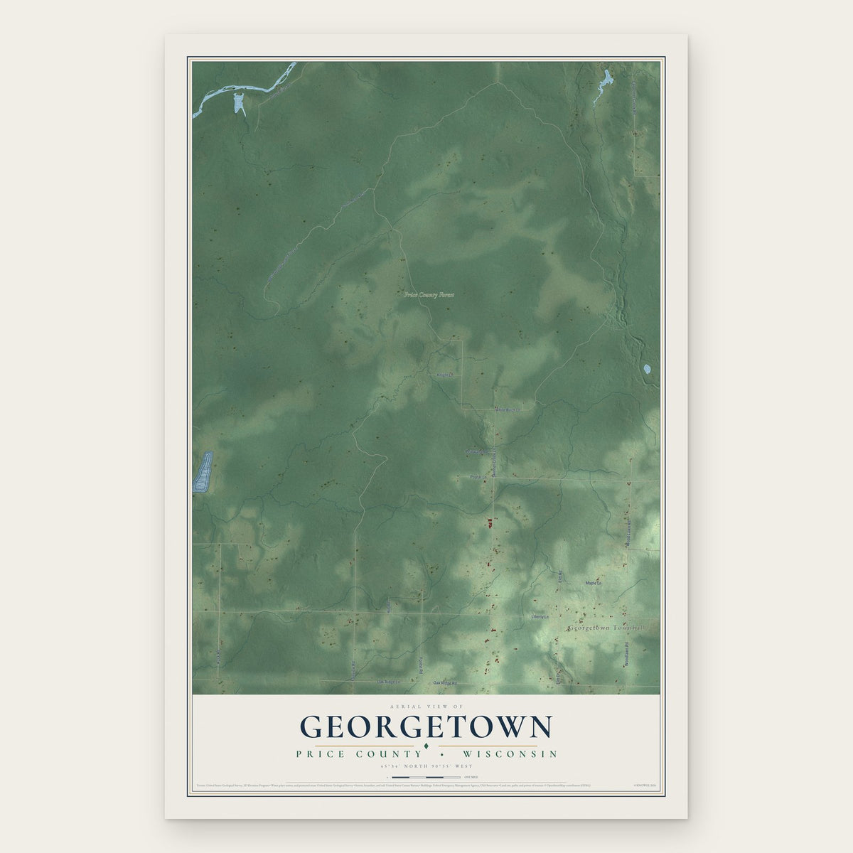 Georgetown, Price County, Wisconsin map print, the full design