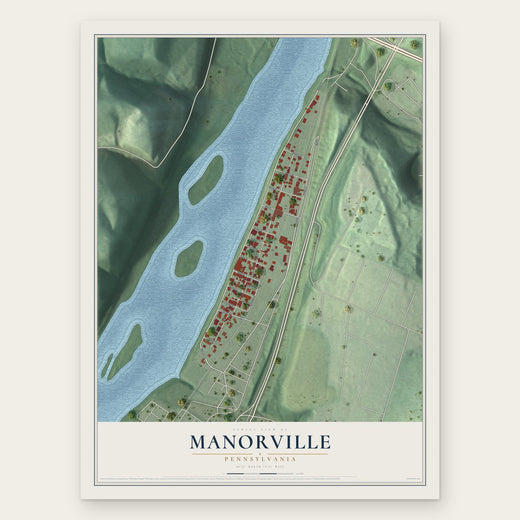 Manorville, Pennsylvania map print, the full design