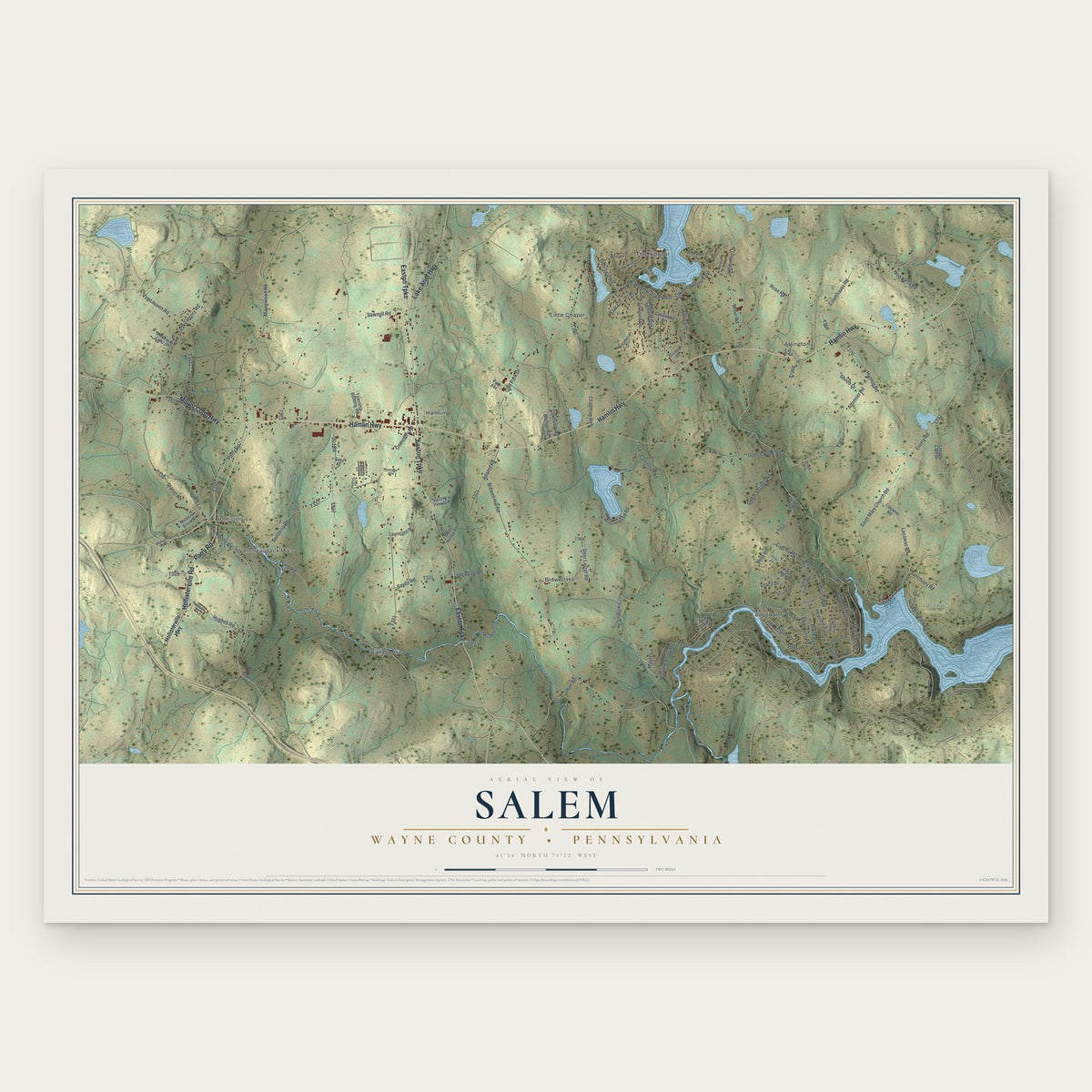 Salem, Wayne County, Pennsylvania map print, the full design