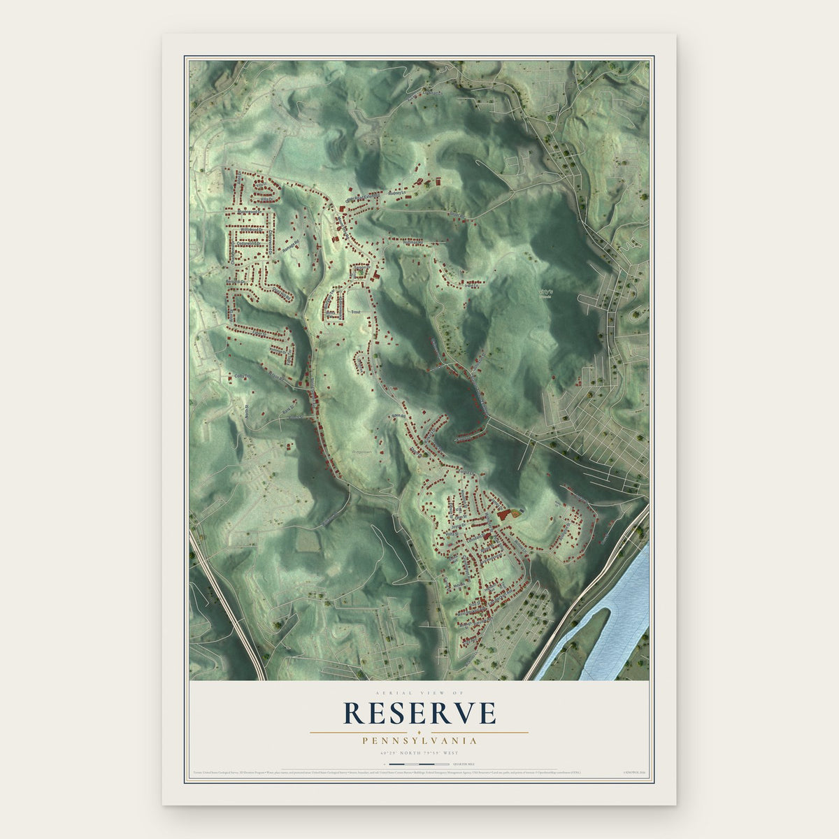 Reserve, Pennsylvania map print, the full design