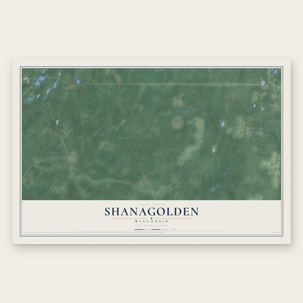 Shanagolden, Wisconsin map print, the full design