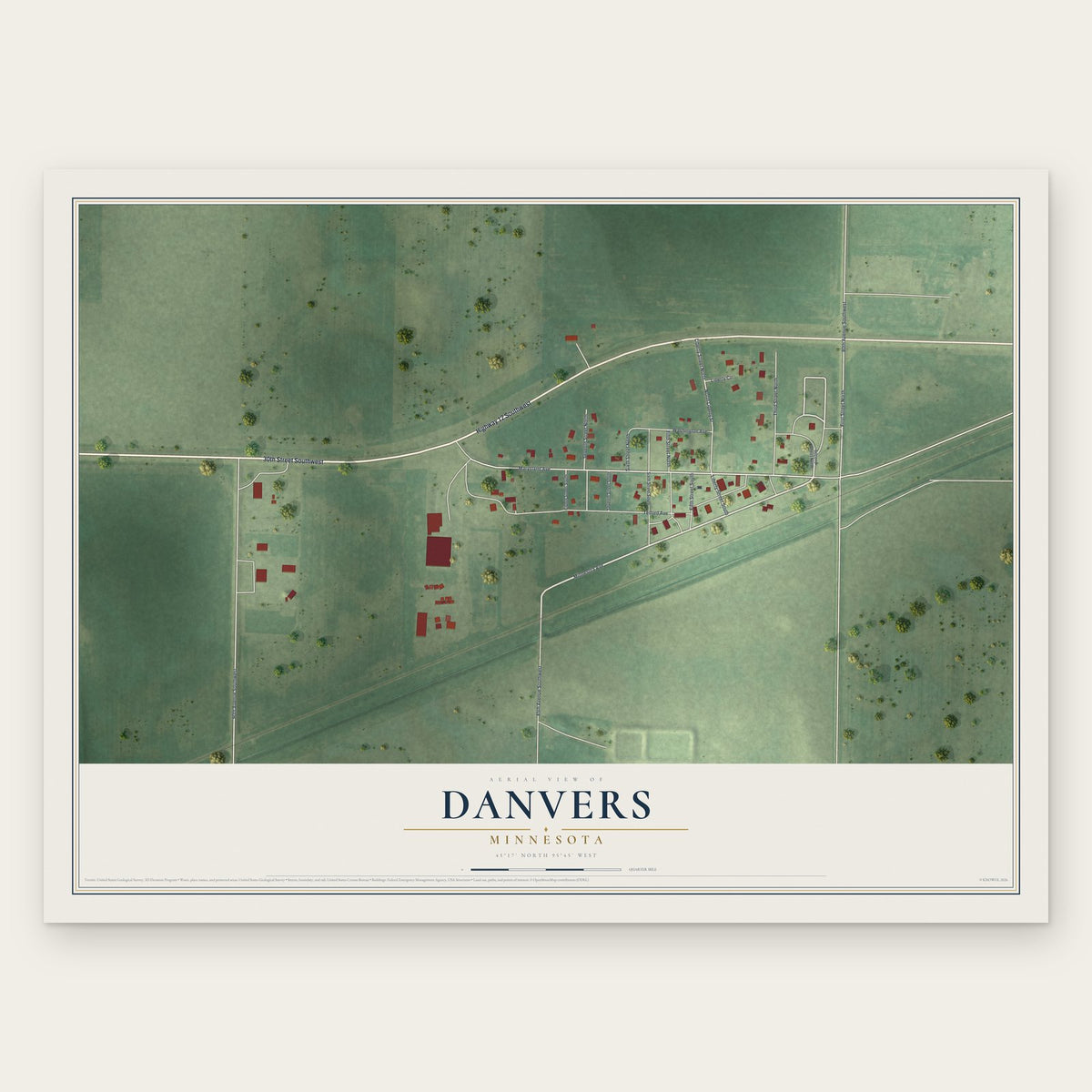 Danvers, Minnesota map print, the full design