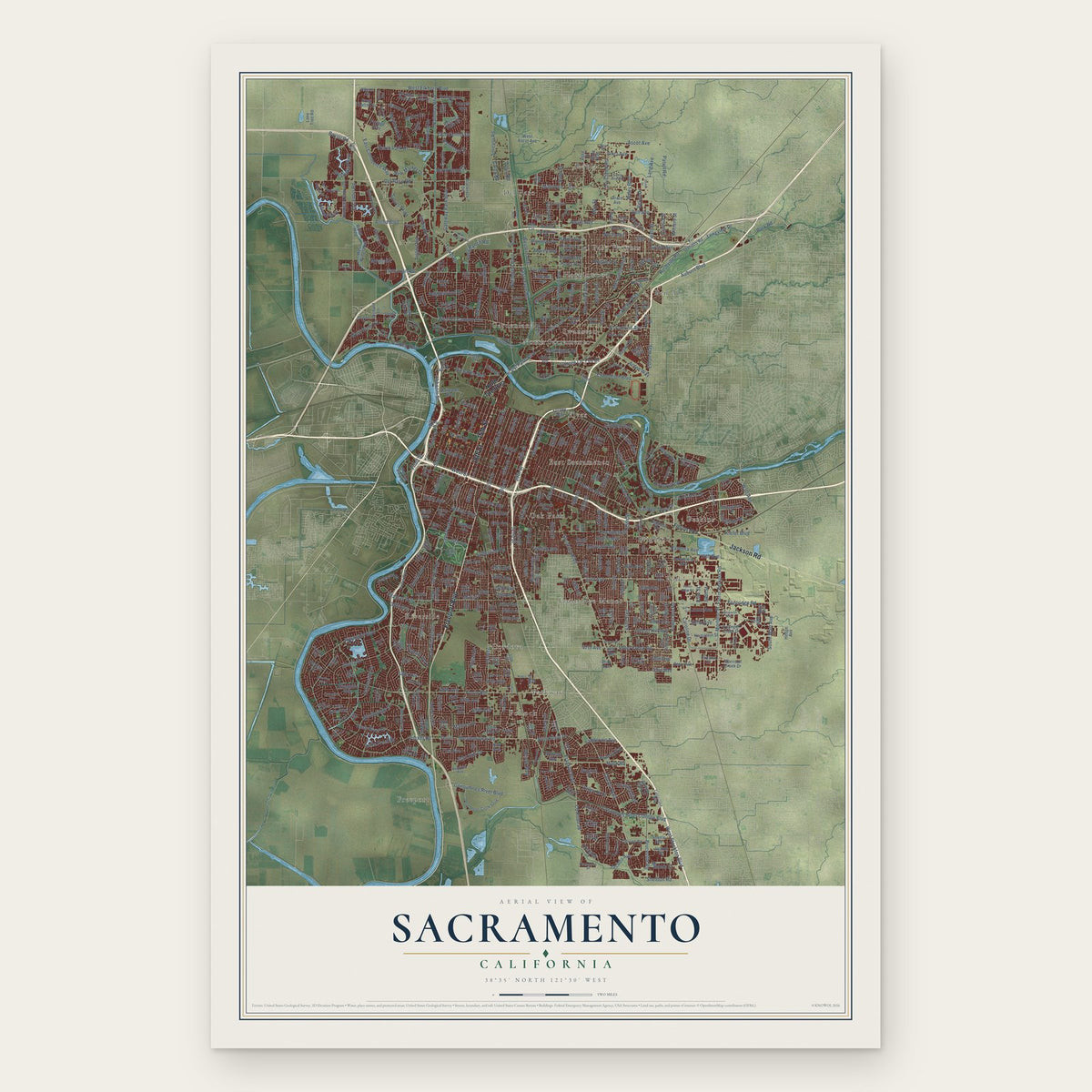Sacramento, California map print, the full design