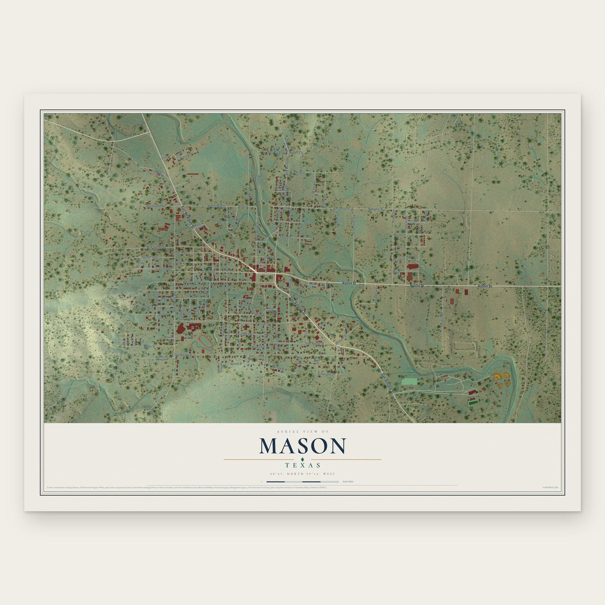 Mason, Texas map print, the full design