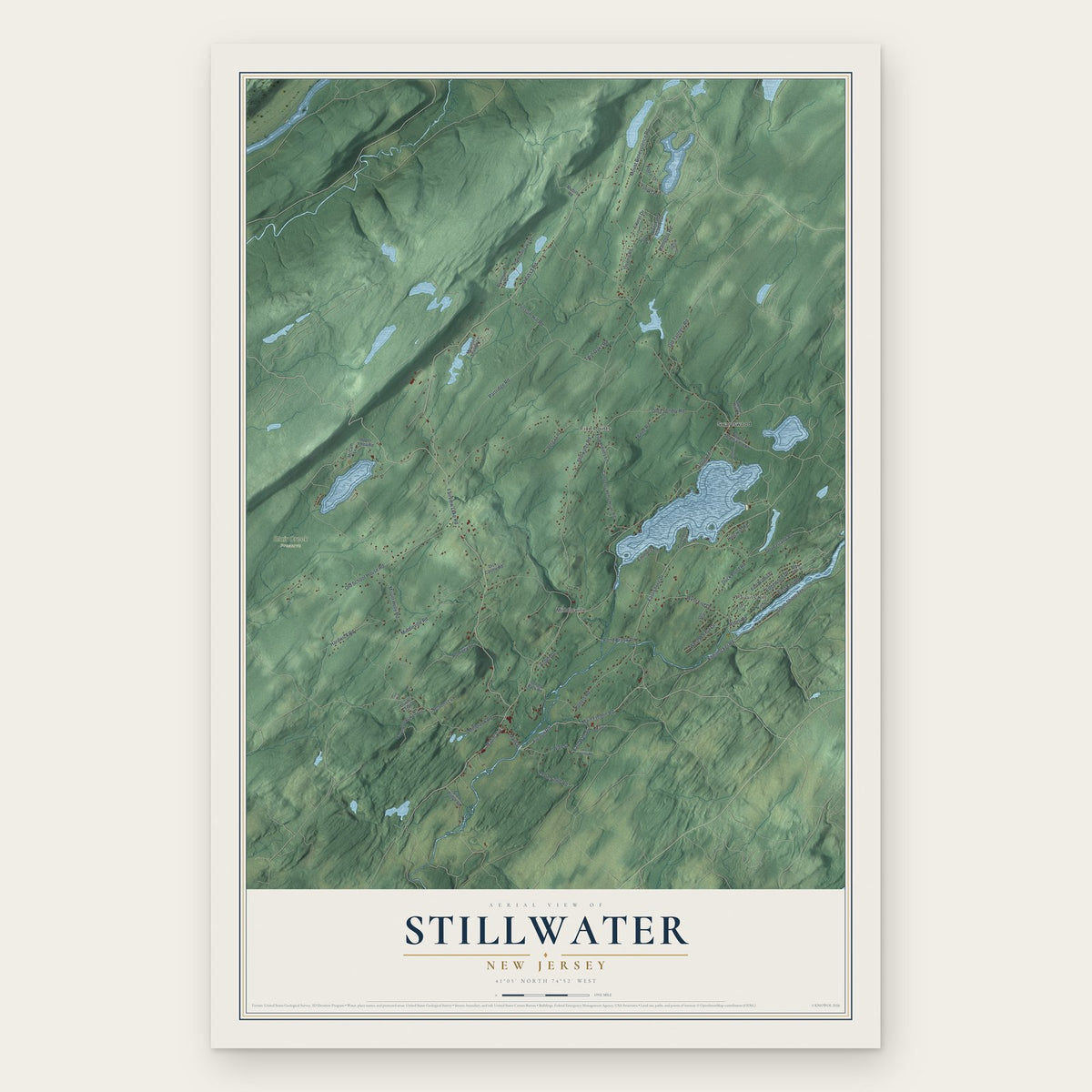 Stillwater, New Jersey map print, the full design