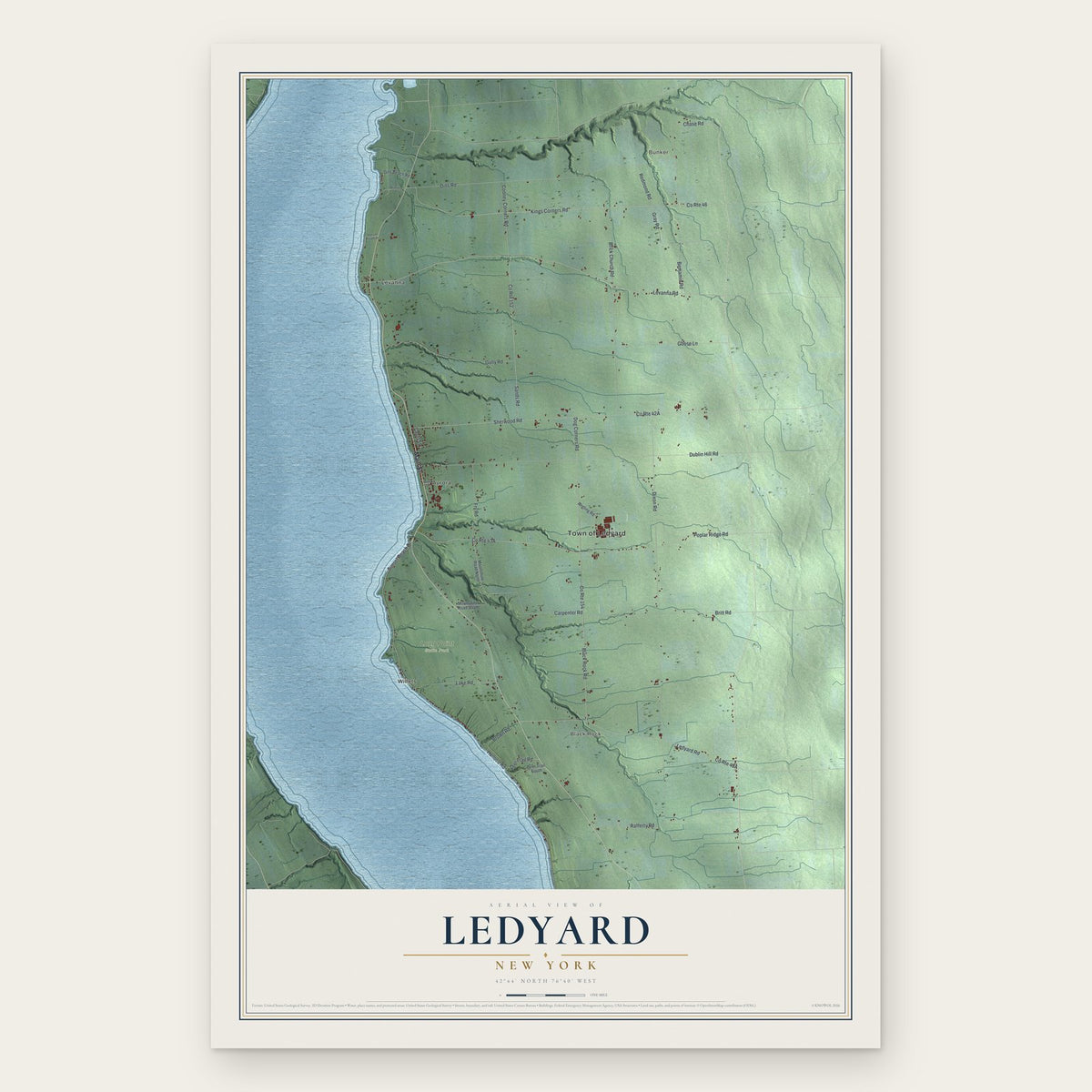 Ledyard, New York map print, the full design