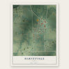 Harveyville, Kansas map print, the full design