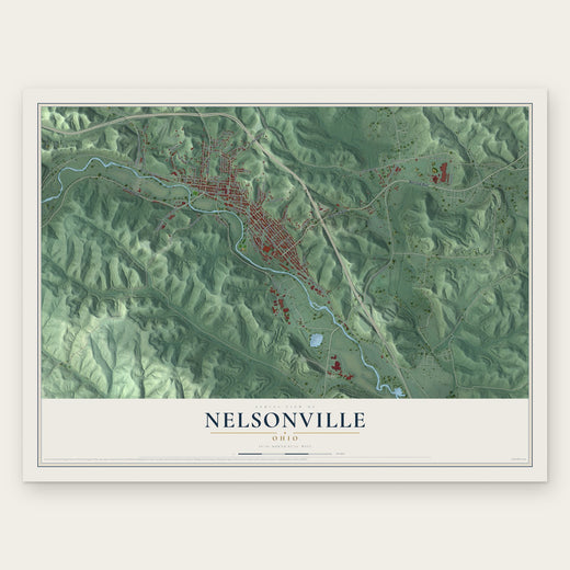 Nelsonville, Ohio map print, the full design