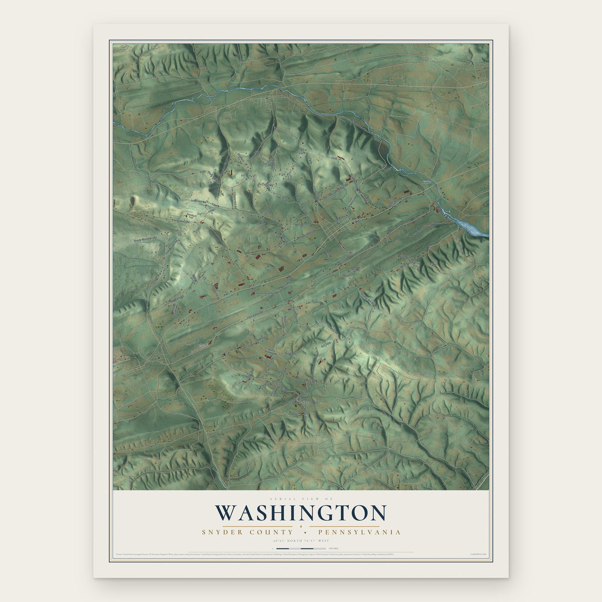 Washington, Snyder County, Pennsylvania map print, the full design