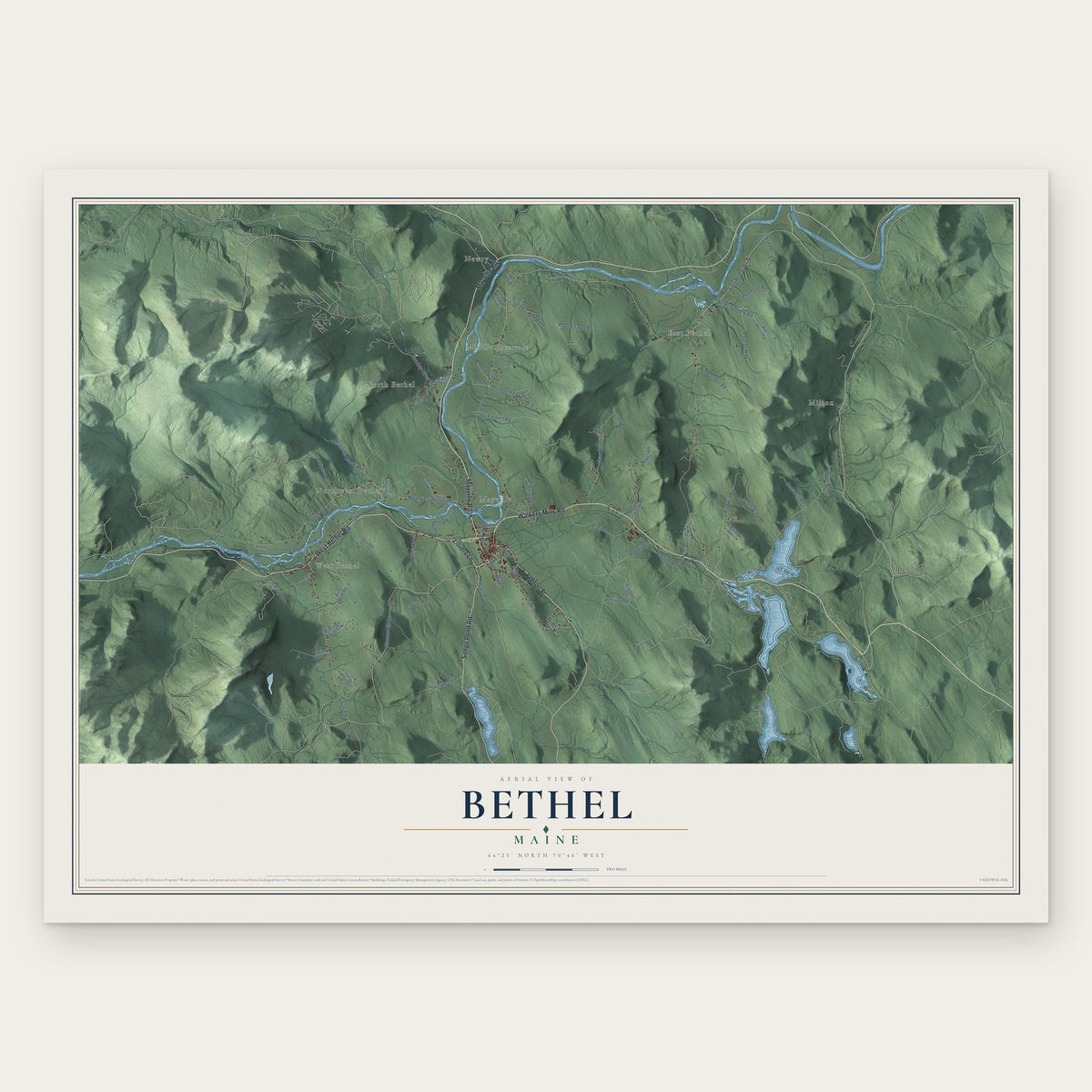 Bethel, Maine map print, the full design