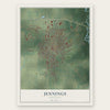 Jennings, Louisiana map print, the full design