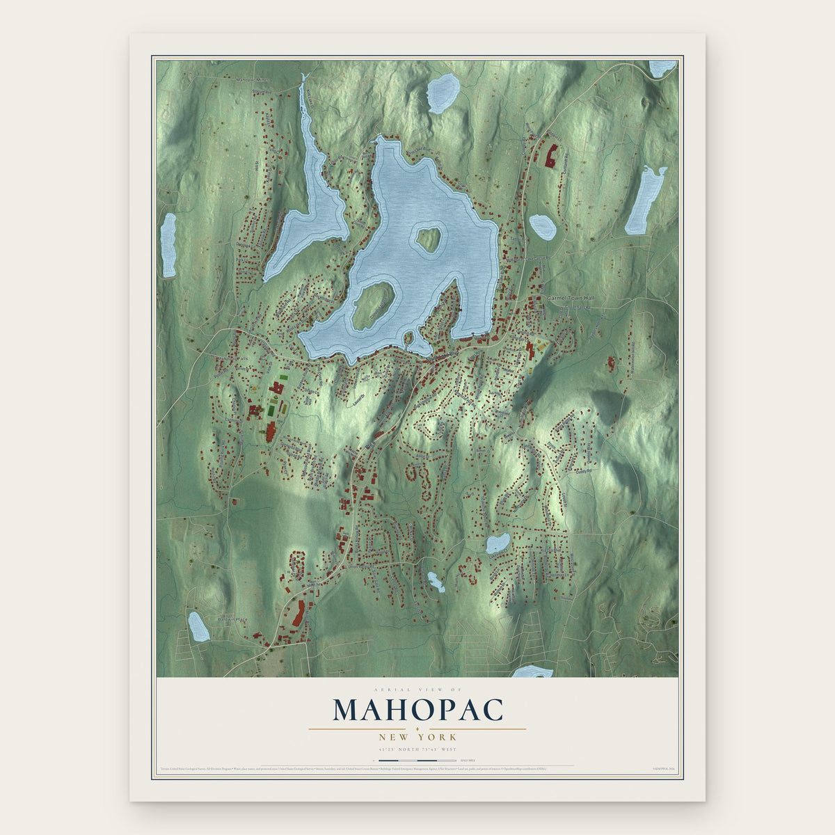 Mahopac, New York map print, the full design