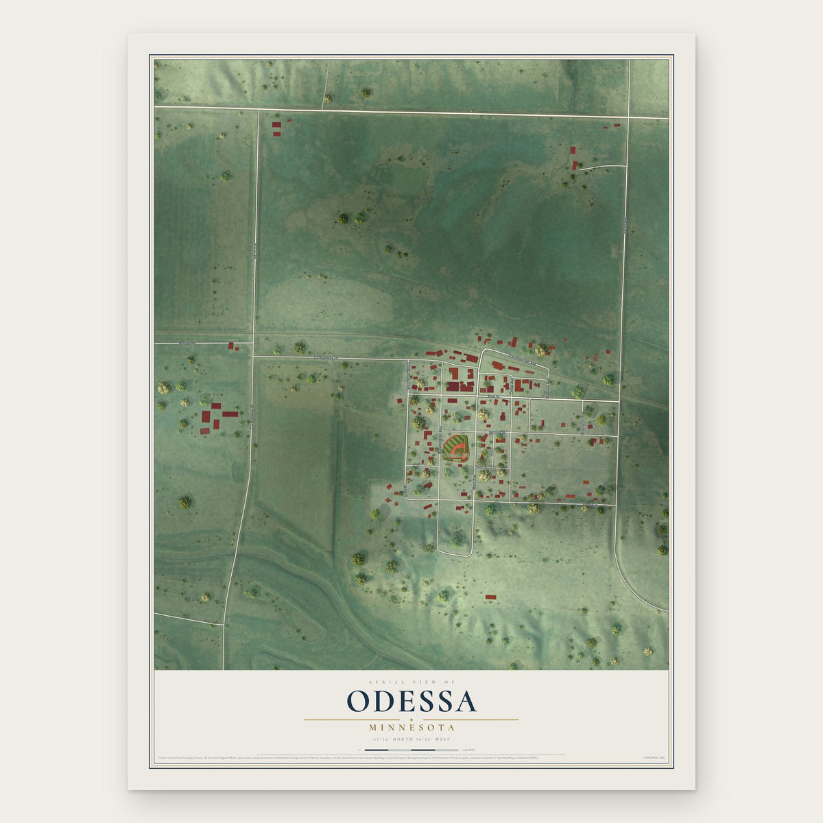 Odessa, Minnesota map print, the full design