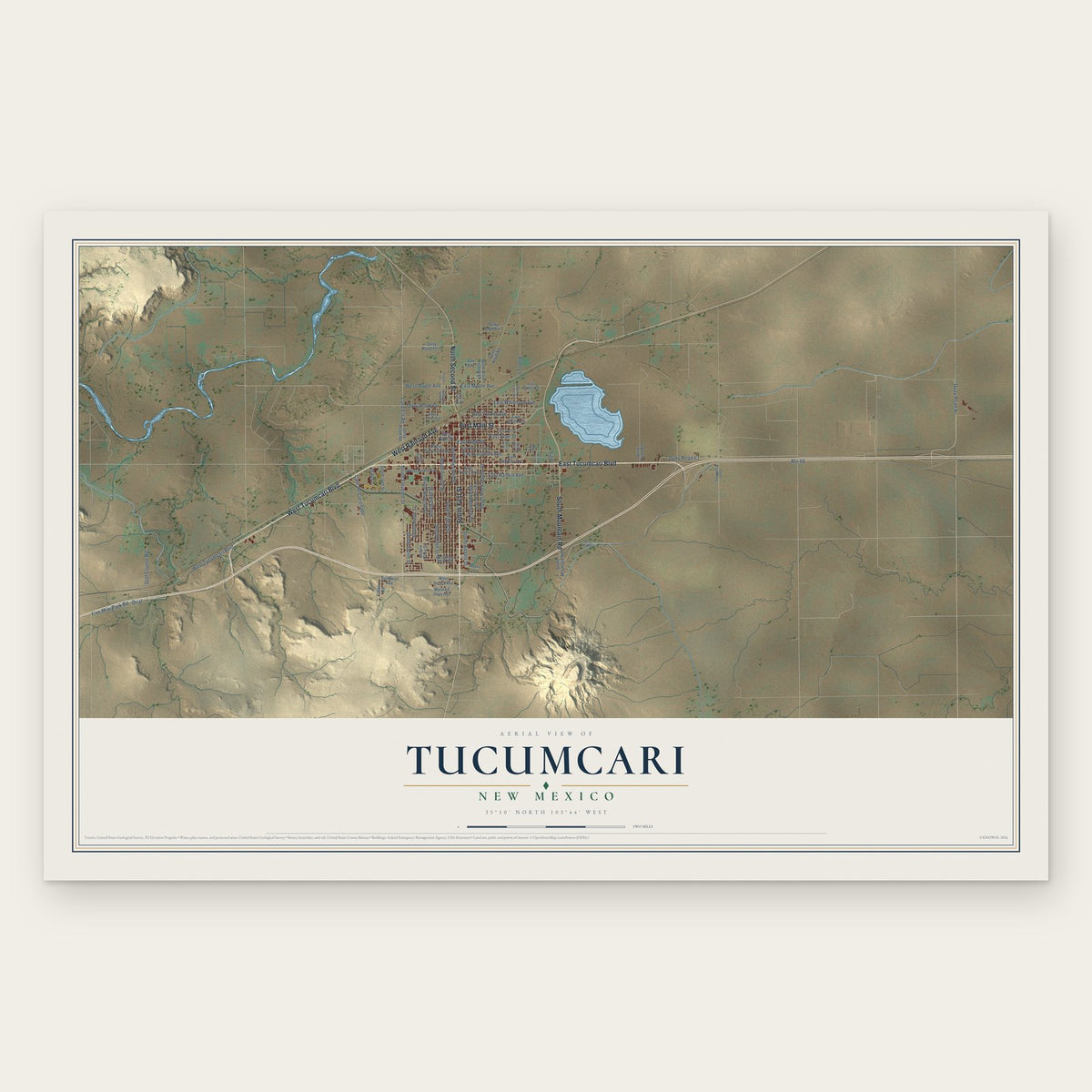 Tucumcari, New Mexico map print, the full design