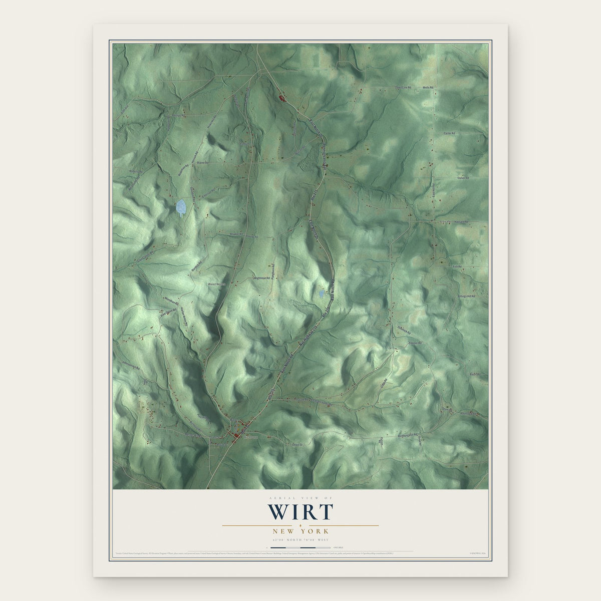 Wirt, New York map print, the full design