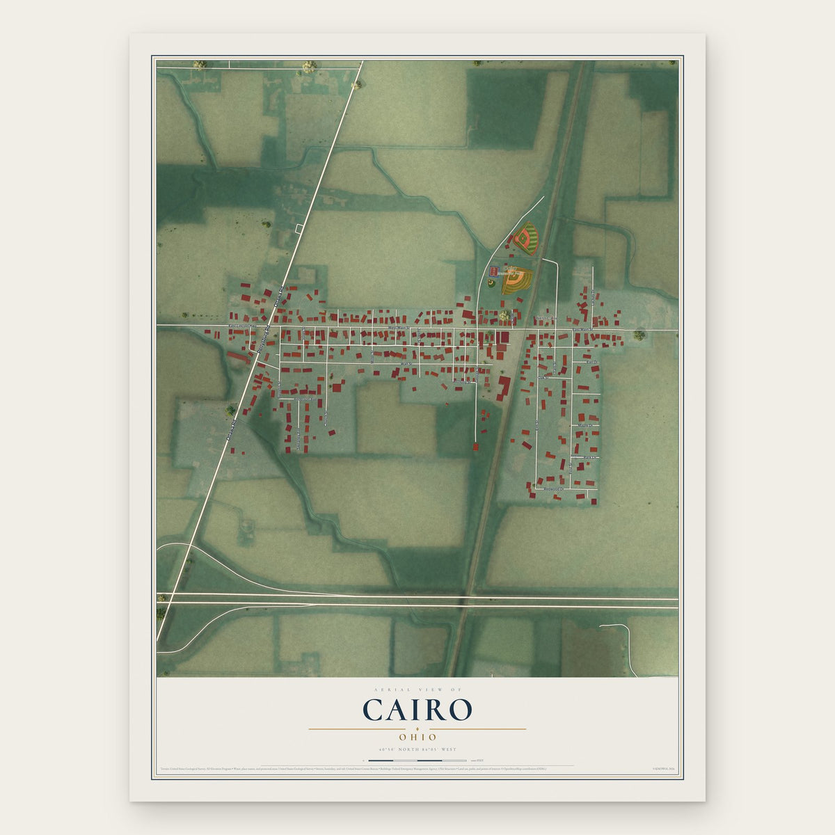 Cairo, Ohio map print, the full design