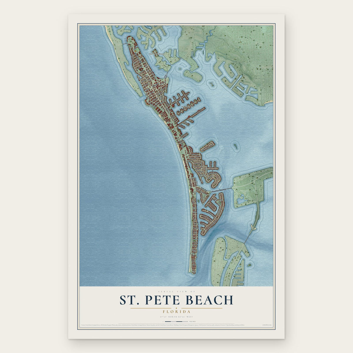St. Pete Beach, Florida map print, the full design