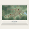 Roanoke, Illinois map print, the full design