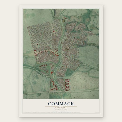 Commack, New York map print, the full design