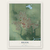Brook, Indiana map print, the full design