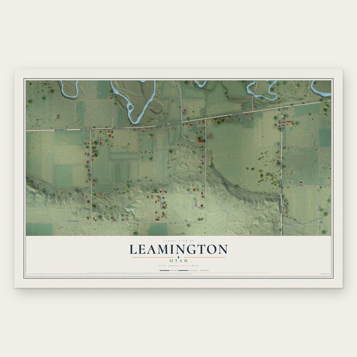 Leamington, Utah map print, the full design