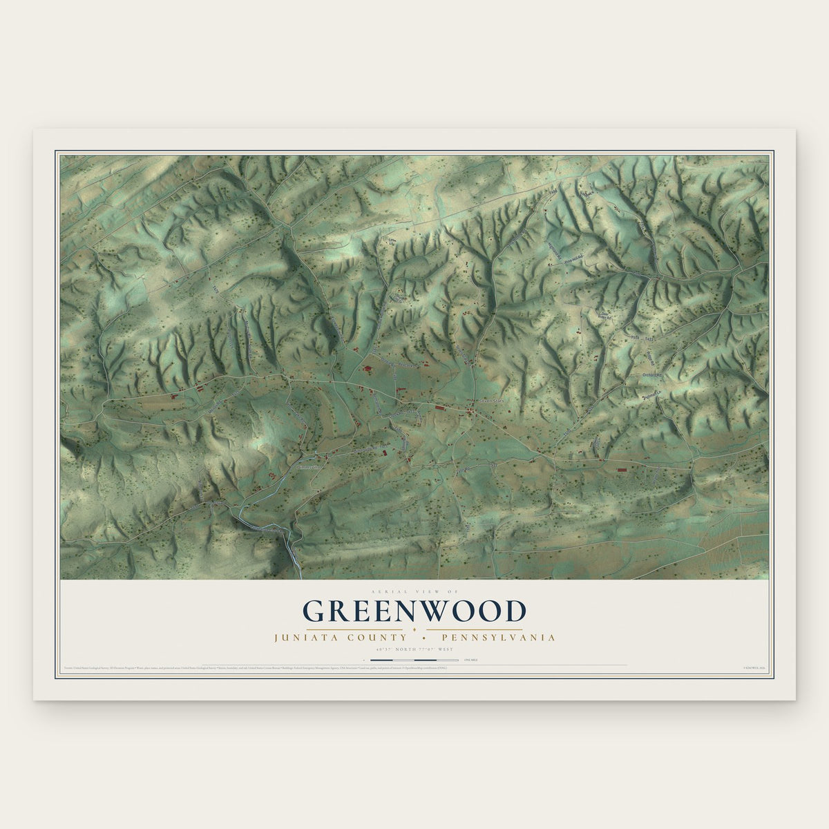 Greenwood, Juniata County, Pennsylvania map print, the full design