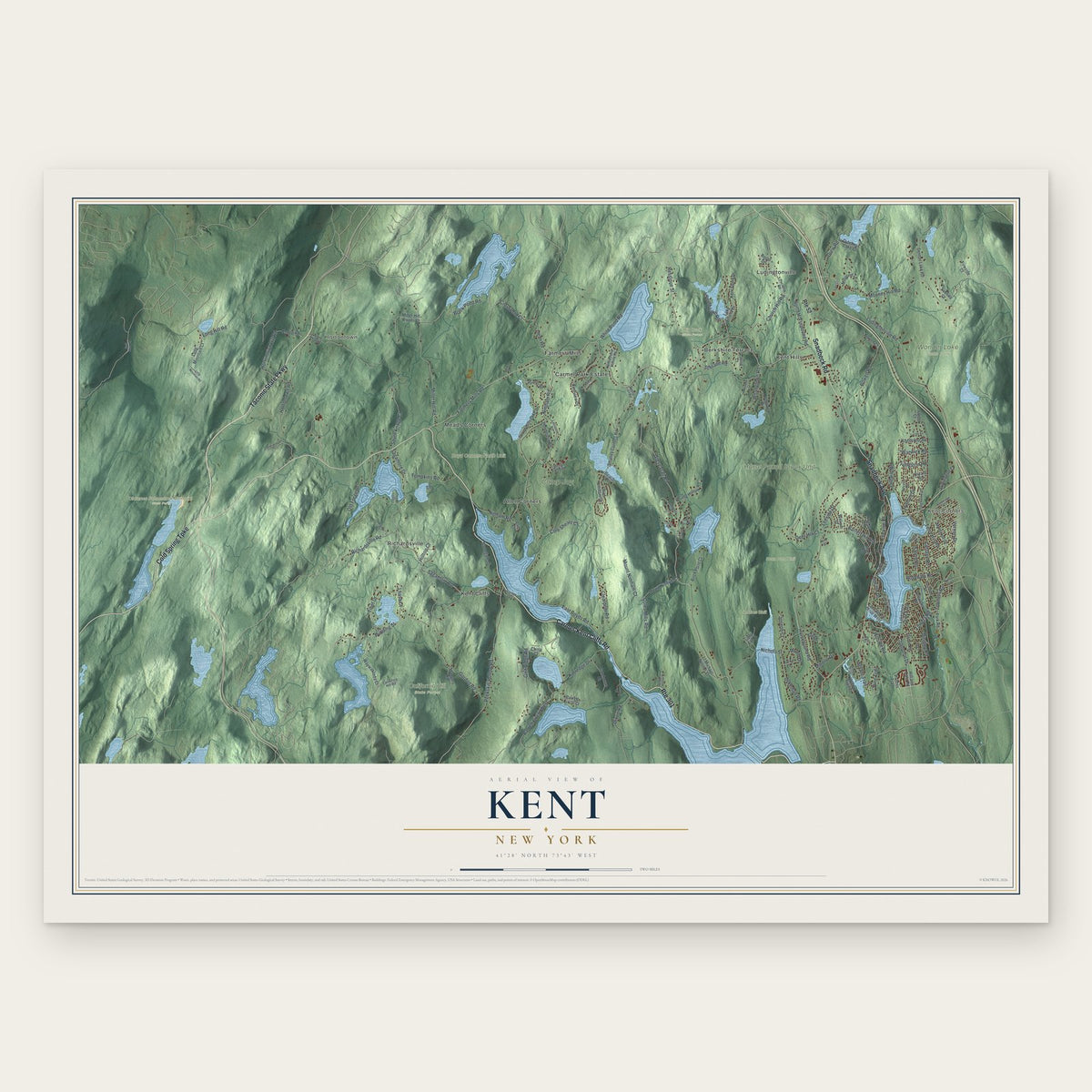 Kent, New York map print, the full design