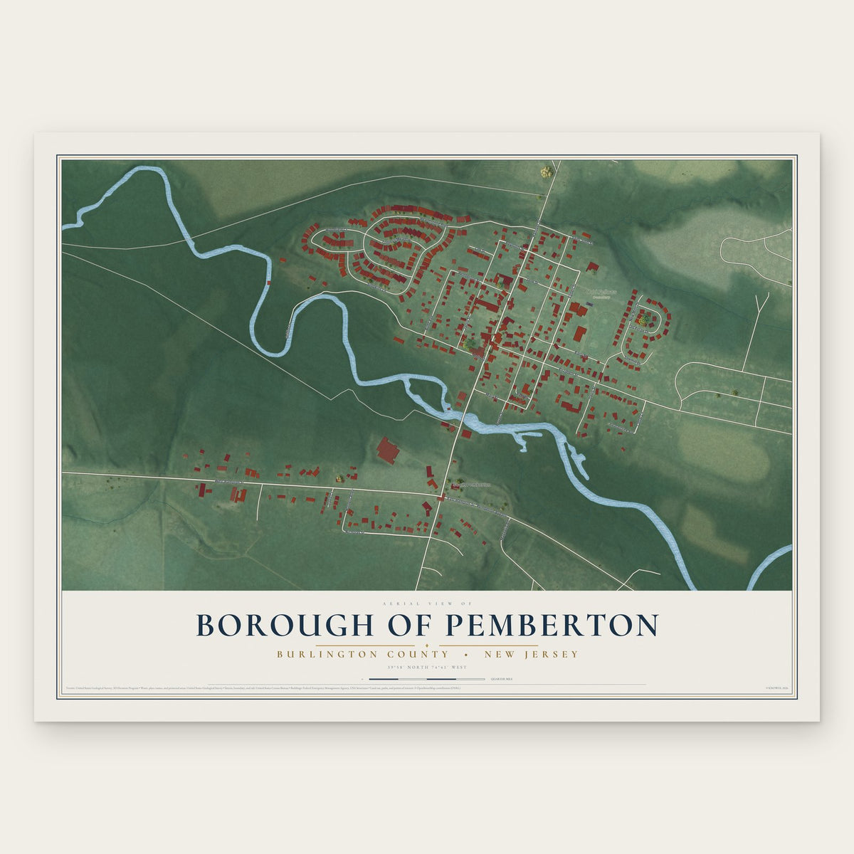 Borough of Pemberton, Burlington County, New Jersey map print, the full design
