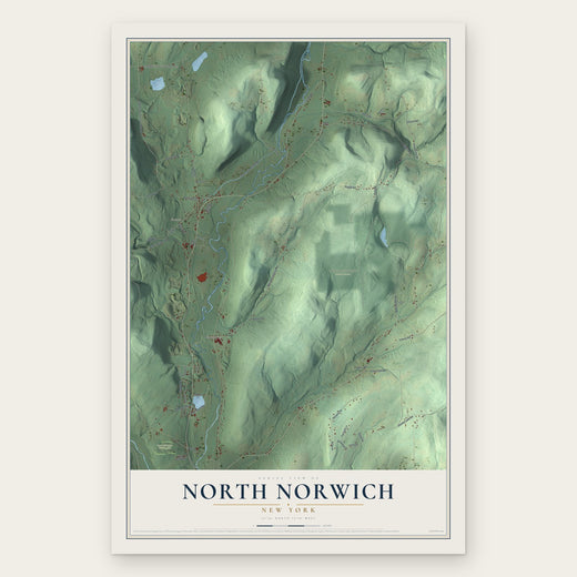 North Norwich, New York map print, the full design