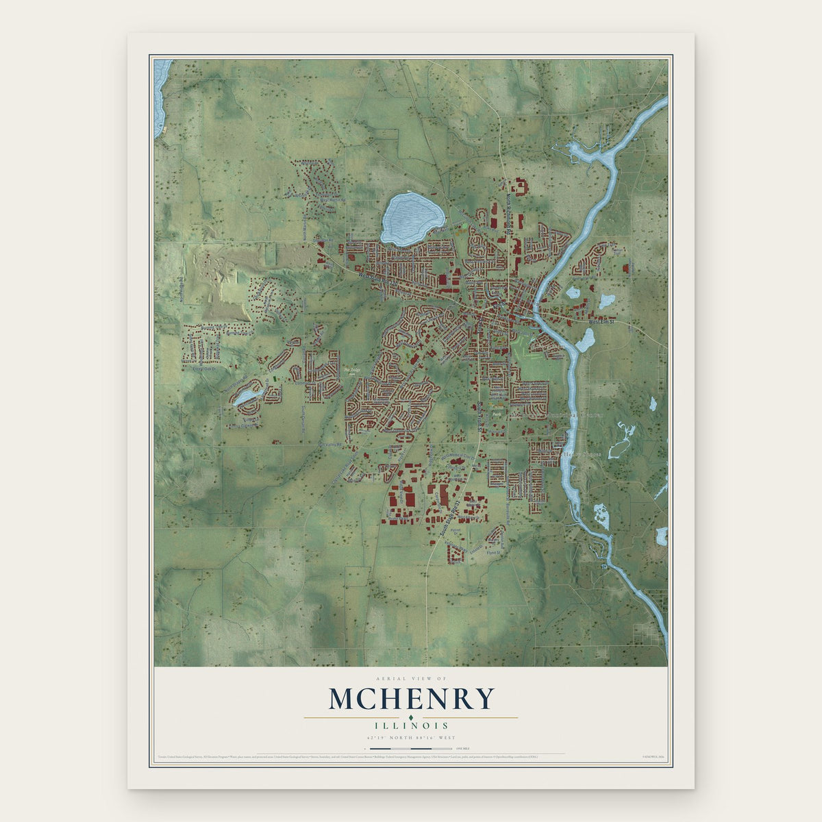 McHenry, Illinois map print, the full design
