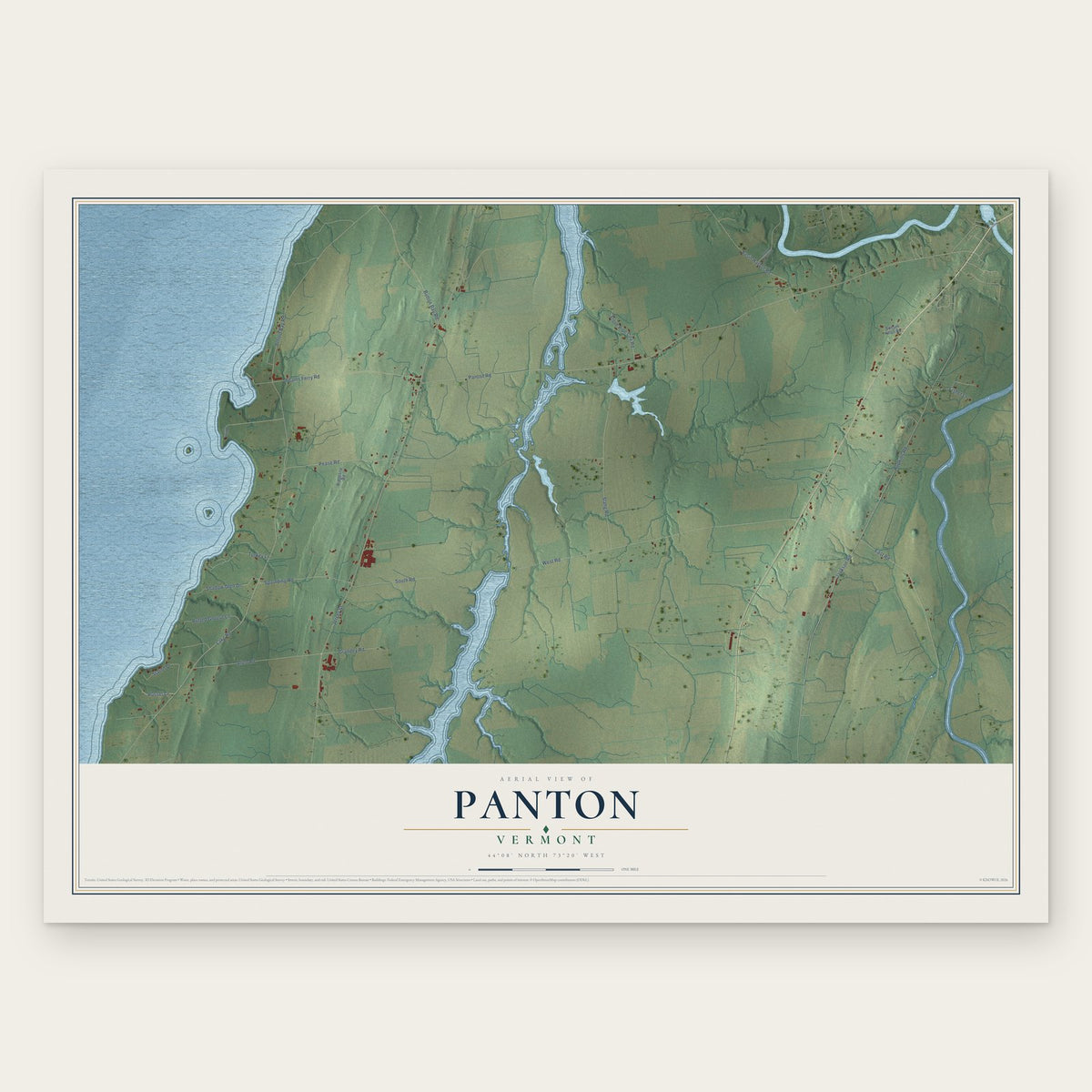 Panton, Vermont map print, the full design