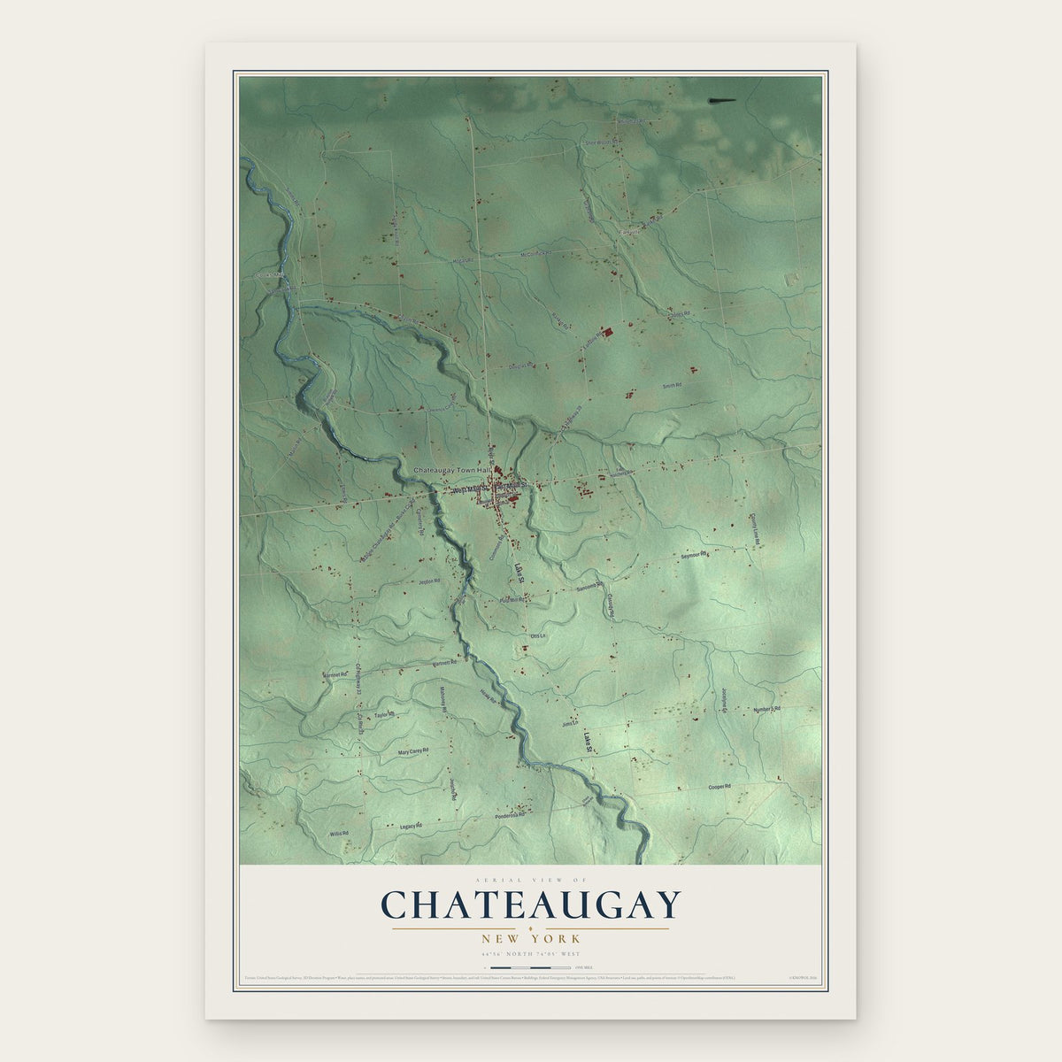 Chateaugay, New York map print, the full design