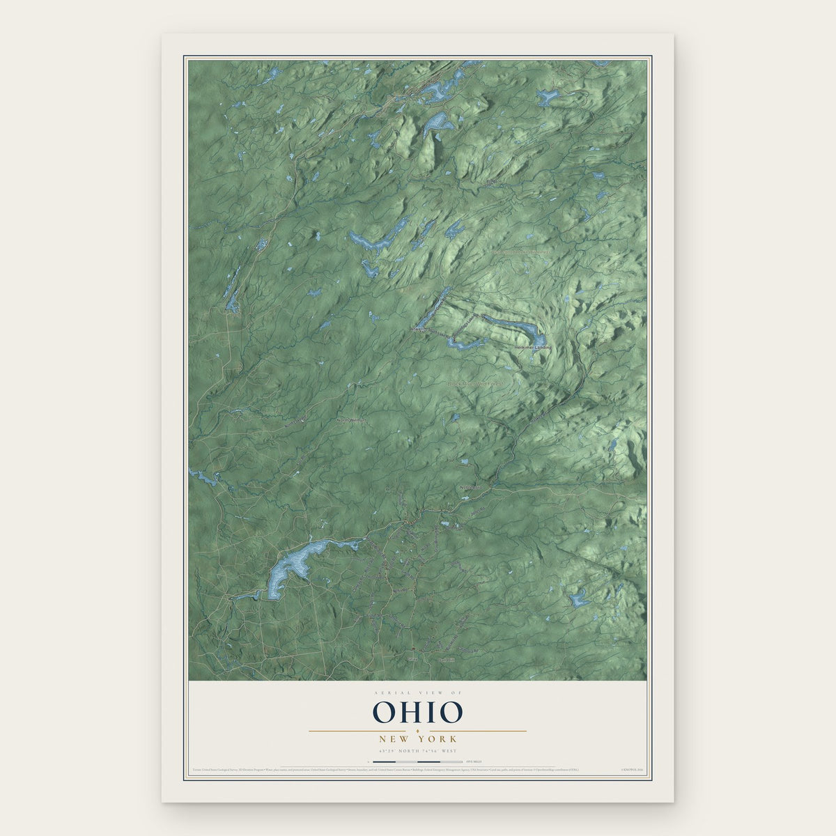 Ohio, New York map print, the full design