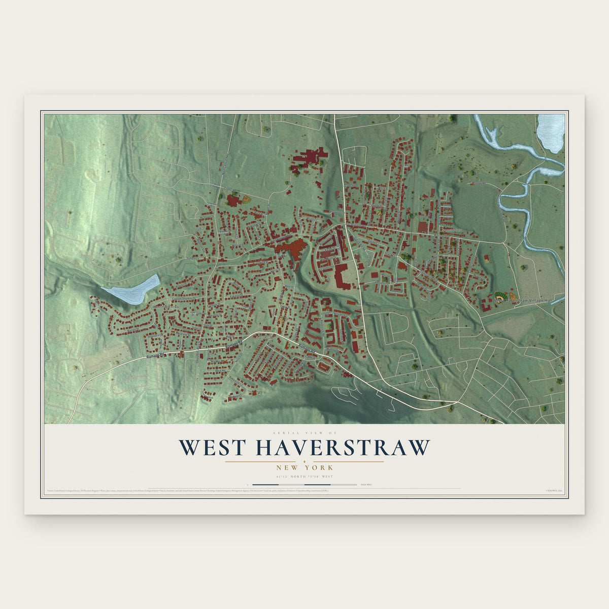 West Haverstraw, New York map print, the full design