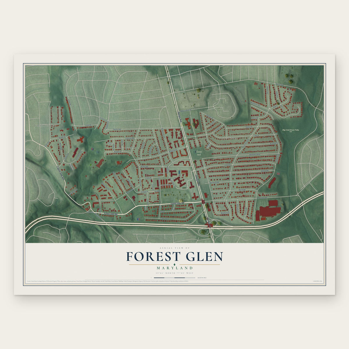 Forest Glen, Maryland map print, the full design