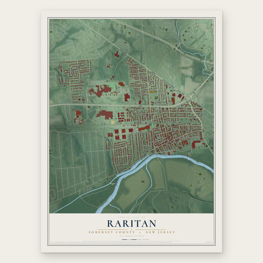 Raritan, Somerset County, New Jersey map print, the full design