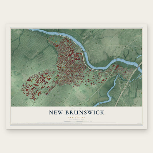 New Brunswick, New Jersey map print, the full design