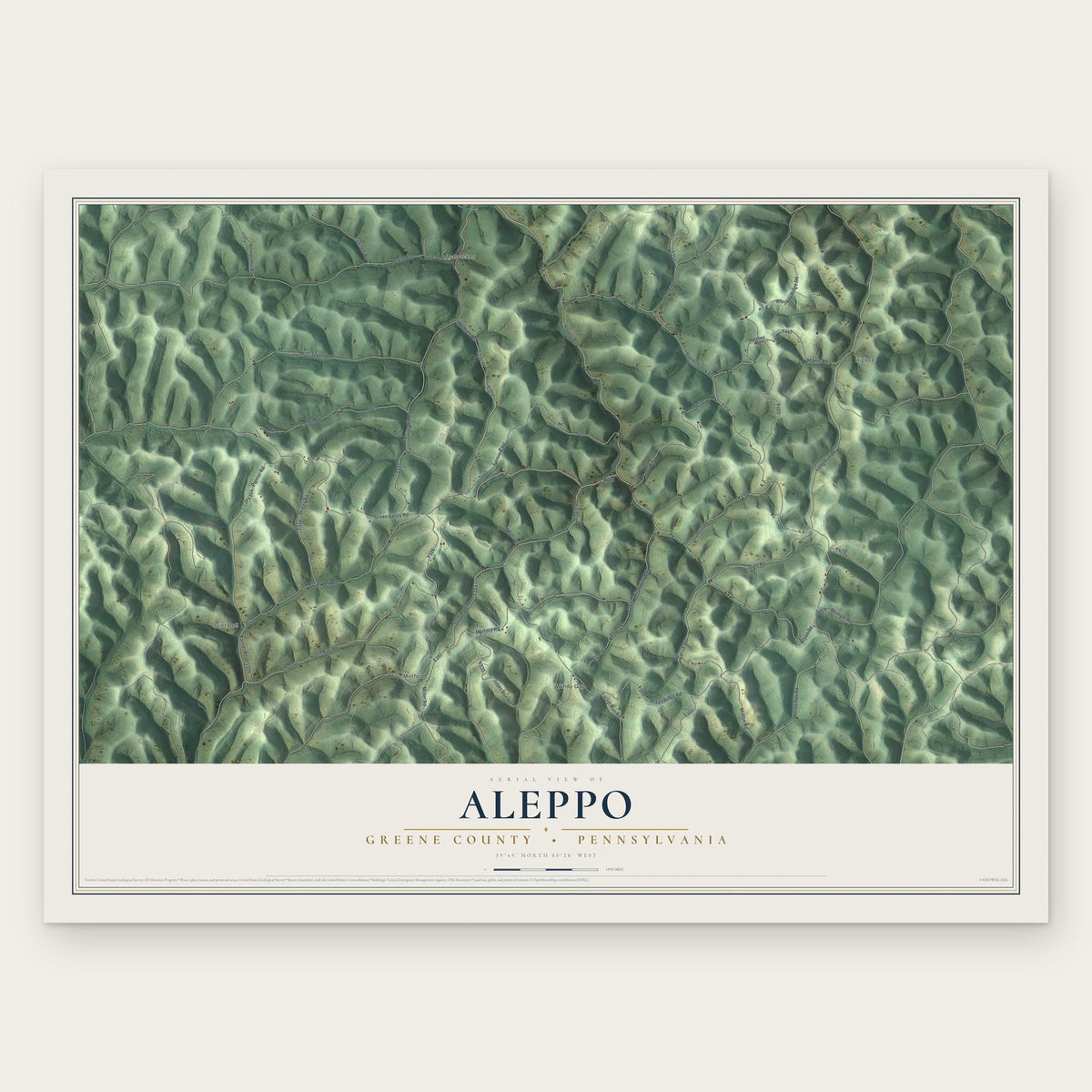 Aleppo, Greene County, Pennsylvania map print, the full design
