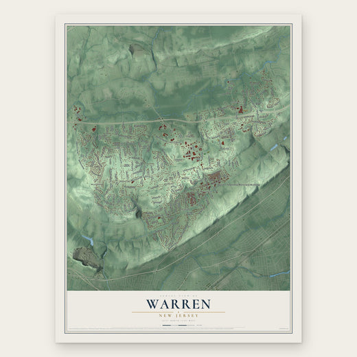 Warren, New Jersey map print, the full design